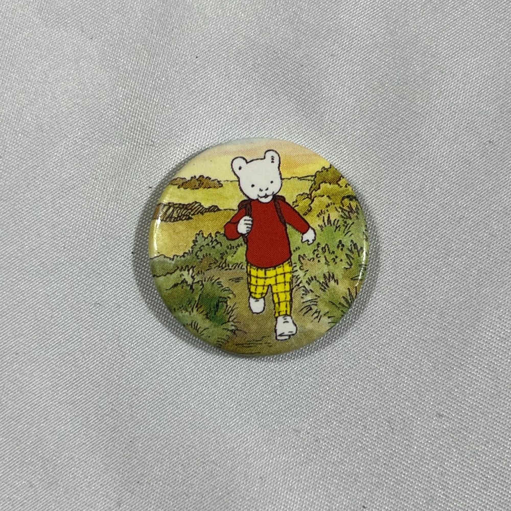 Vintage Rupert Bear Pinback Button Cottagecore Kidcore White Bear Brooch 1 Inch